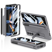 For Samsung Galaxy Z Fold4 GKK Magnetic Hinge Flip Phone Case with Pen Holder & Holder(Grey) Eurekaonline