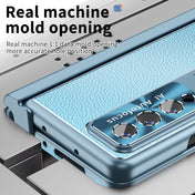 For Samsung Galaxy Z Fold4 Litchi Pattern Magnetic Shell Film Integrated Shockproof Phone Case(Far Peak Blue) Eurekaonline