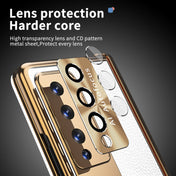 For Samsung Galaxy Z Fold4 Litchi Pattern Magnetic Shell Film Integrated Shockproof Phone Case(Silver Gold) Eurekaonline