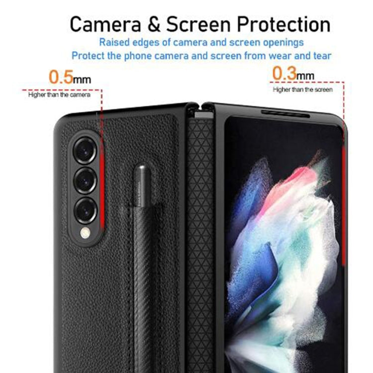 For Samsung Galaxy Z Fold4 Litchi Texture Hinge Protection Folding Phone Case(Black) Eurekaonline