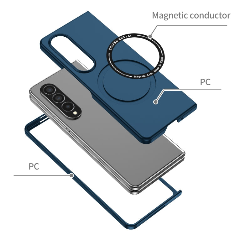 For Samsung Galaxy Z Fold4 Magsafe Magnetic Folding PC Phone Case(Blue) Eurekaonline