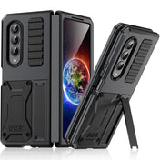 For Samsung Galaxy Z Fold4 Metal Shock-proof Phone Case With Holder(Black) Eurekaonline