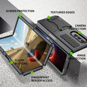 For Samsung Galaxy Z Fold4 Metal Shock-proof Phone Case With Holder(Black) Eurekaonline