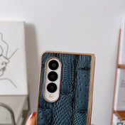For Samsung Galaxy Z Fold4 Nano Electroplate Mahjong Texture Leather Phone Case(Black) Eurekaonline
