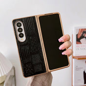 For Samsung Galaxy Z Fold4 Nano Electroplate Mahjong Texture Leather Phone Case(Black) Eurekaonline