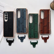 For Samsung Galaxy Z Fold4 Nano Electroplate Mahjong Texture Leather Phone Case(Black) Eurekaonline