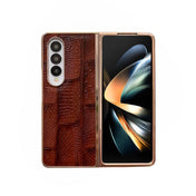 For Samsung Galaxy Z Fold4 Nano Electroplate Mahjong Texture Leather Phone Case(Brown) Eurekaonline