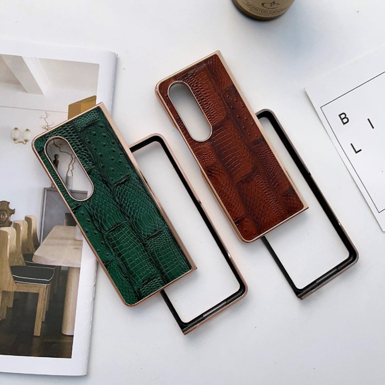 For Samsung Galaxy Z Fold4 Nano Electroplate Mahjong Texture Leather Phone Case(Green) Eurekaonline