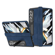 For Samsung Galaxy Z Fold4 Napa Pattern All-inclusive Magnetic Phone Case(Royal Blue) Eurekaonline