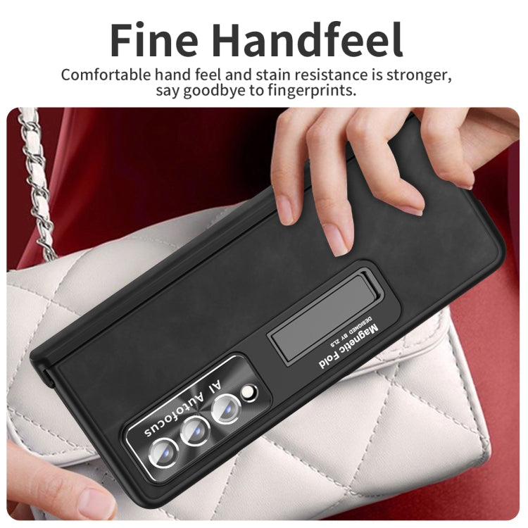 For Samsung Galaxy Z Fold4 Napa Texture All-inclusive Phone Case(Black) Eurekaonline