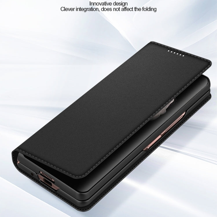 For Samsung Galaxy Z Fold4 Split Type Horizontal Flip Foldable Leather Phone Case(Fiber Black) Eurekaonline