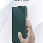 For Samsung Galaxy Z Fold4 Split Type Horizontal Flip Foldable Leather Phone Case(Plain Green) Eurekaonline