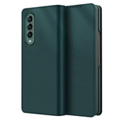 For Samsung Galaxy Z Fold4 Split Type Horizontal Flip Foldable Leather Phone Case(Plain Green) Eurekaonline