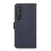 For Sony Xperia 1 III KHAZNEH Side-Magnetic Litchi Genuine Leather RFID Case(Blue) Eurekaonline