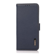 For Sony Xperia 1 III KHAZNEH Side-Magnetic Litchi Genuine Leather RFID Case(Blue) Eurekaonline