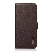 For Sony Xperia 1 III KHAZNEH Side-Magnetic Litchi Genuine Leather RFID Case(Brown) Eurekaonline