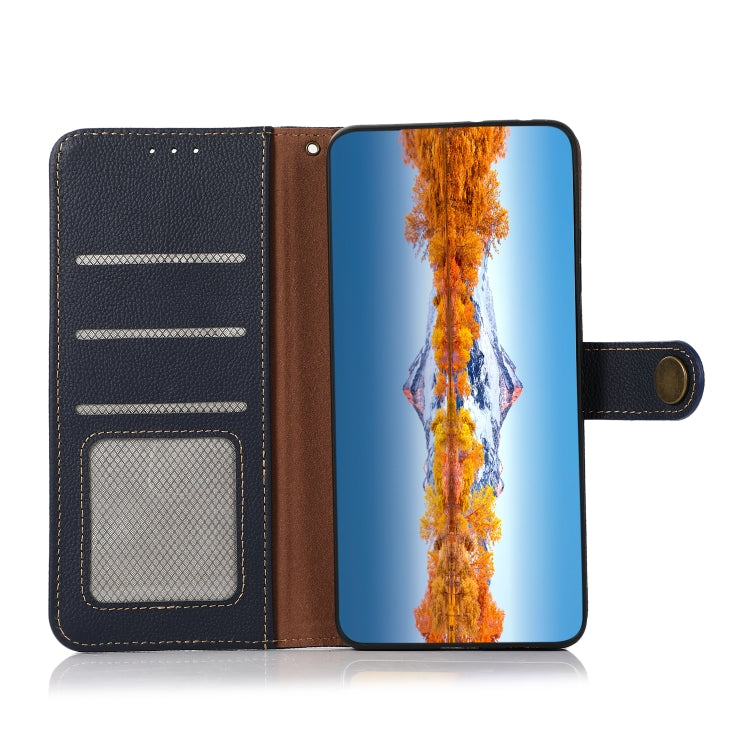 For Sony Xperia 1 IV KHAZNEH Custer Genuine Leather RFID Phone Case(Blue) Eurekaonline