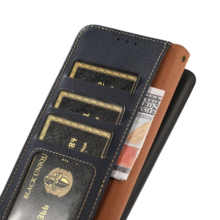 For Sony Xperia 1 IV KHAZNEH Custer Genuine Leather RFID Phone Case(Blue) Eurekaonline