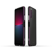 For Sony Xperia 10 Ⅳ Aurora Series Lens Protector + Metal Frame Protective Phone Case(Black+Purple) Eurekaonline