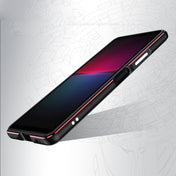 For Sony Xperia 10 Ⅳ Aurora Series Lens Protector + Metal Frame Protective Phone Case(Black+Purple) Eurekaonline