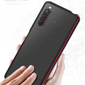 For Sony Xperia 10 Ⅳ Aurora Series Lens Protector + Metal Frame Protective Phone Case(Black+Red) Eurekaonline