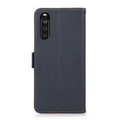 For Sony Xperia 10 III KHAZNEH Side-Magnetic Litchi Genuine Leather RFID Case(Blue) Eurekaonline