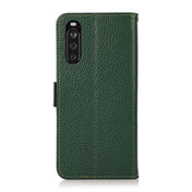 For Sony Xperia 10 III KHAZNEH Side-Magnetic Litchi Genuine Leather RFID Case(Green) Eurekaonline