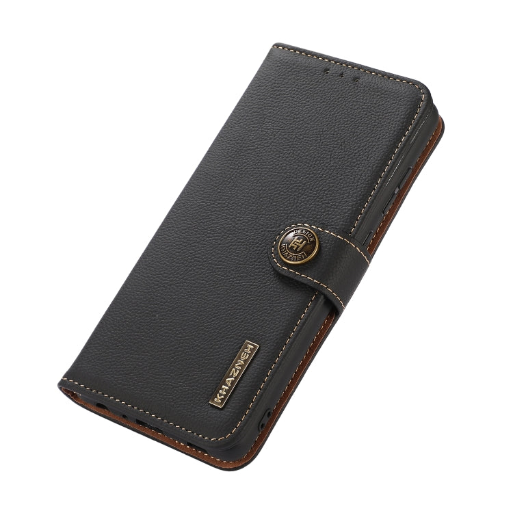 For Sony Xperia 10 IV KHAZNEH Custer Genuine Leather RFID Phone Case(Black) Eurekaonline