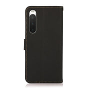 For Sony Xperia 10 IV KHAZNEH Custer Genuine Leather RFID Phone Case(Black) Eurekaonline