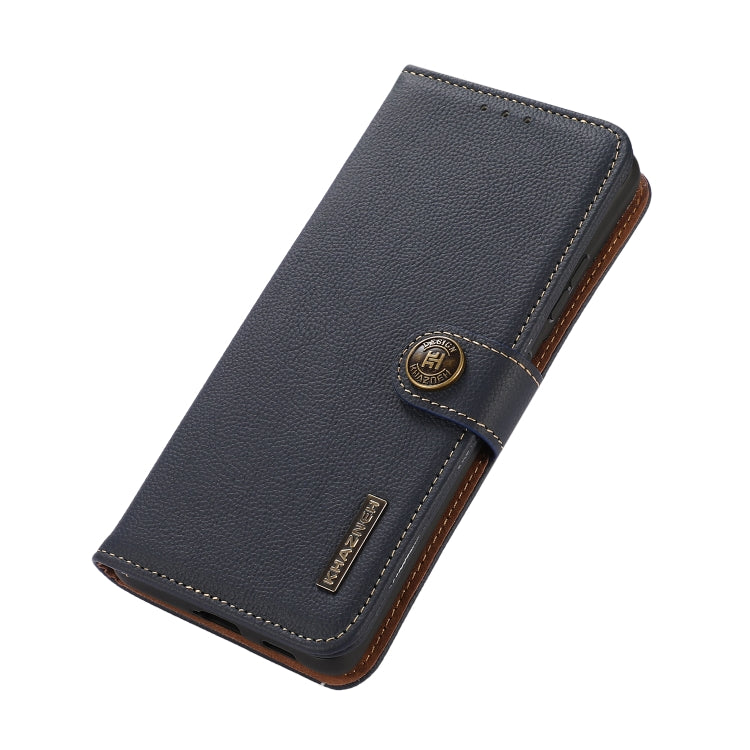 For Sony Xperia 10 IV KHAZNEH Custer Genuine Leather RFID Phone Case(Blue) Eurekaonline