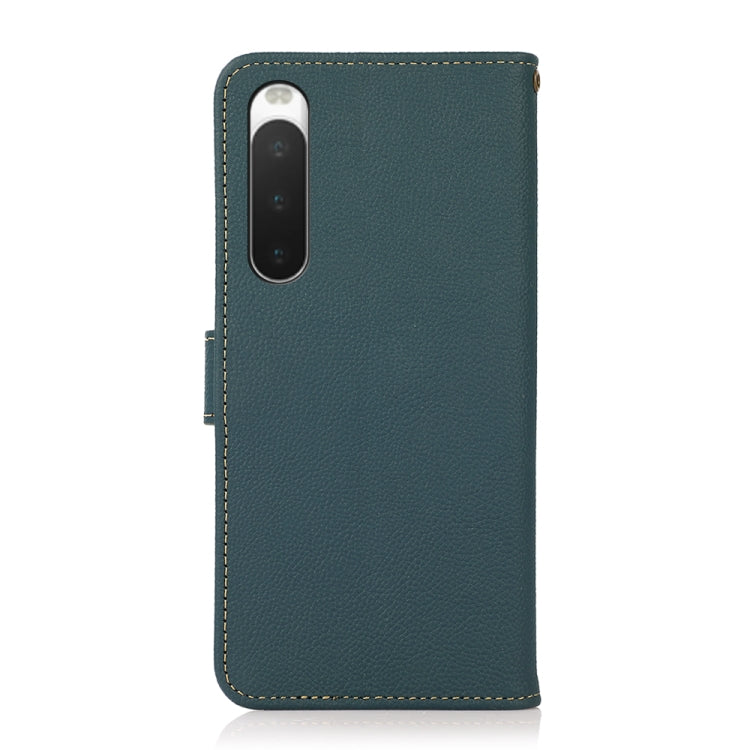 For Sony Xperia 10 IV KHAZNEH Custer Genuine Leather RFID Phone Case(Green) Eurekaonline