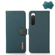 For Sony Xperia 10 IV KHAZNEH Custer Genuine Leather RFID Phone Case(Green) Eurekaonline