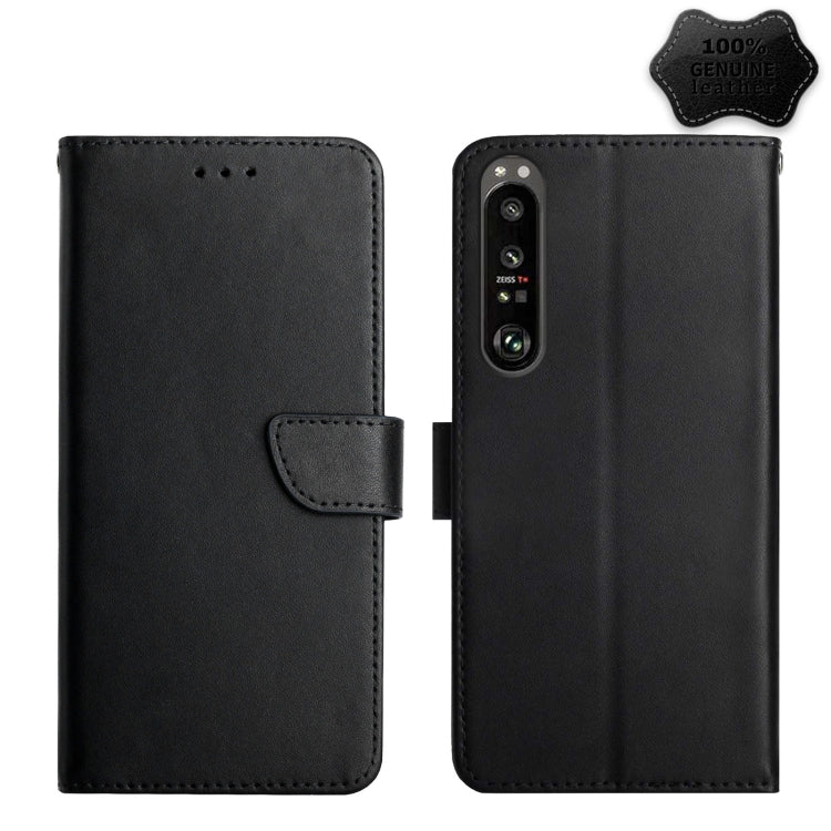 For Sony Xperia 5 III Genuine Leather Fingerprint-proof Flip Phone Case(Black) Eurekaonline