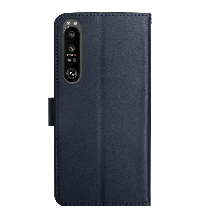 For Sony Xperia 5 III Genuine Leather Fingerprint-proof Flip Phone Case(Blue) Eurekaonline