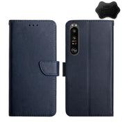 For Sony Xperia 5 III Genuine Leather Fingerprint-proof Flip Phone Case(Blue) Eurekaonline