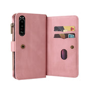 For Sony Xperia 5 III Skin Feel PU + TPU Horizontal Flip Leather Case With Holder & 15 Cards Slot & Wallet & Zipper Pocket & Lanyard(Pink) Eurekaonline