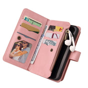 For Sony Xperia 5 III Skin Feel PU + TPU Horizontal Flip Leather Case With Holder & 15 Cards Slot & Wallet & Zipper Pocket & Lanyard(Pink) Eurekaonline