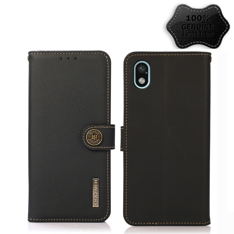 For Sony Xperia Ace III KHAZNEH Custer Genuine Leather RFID Phone Case(Black) Eurekaonline