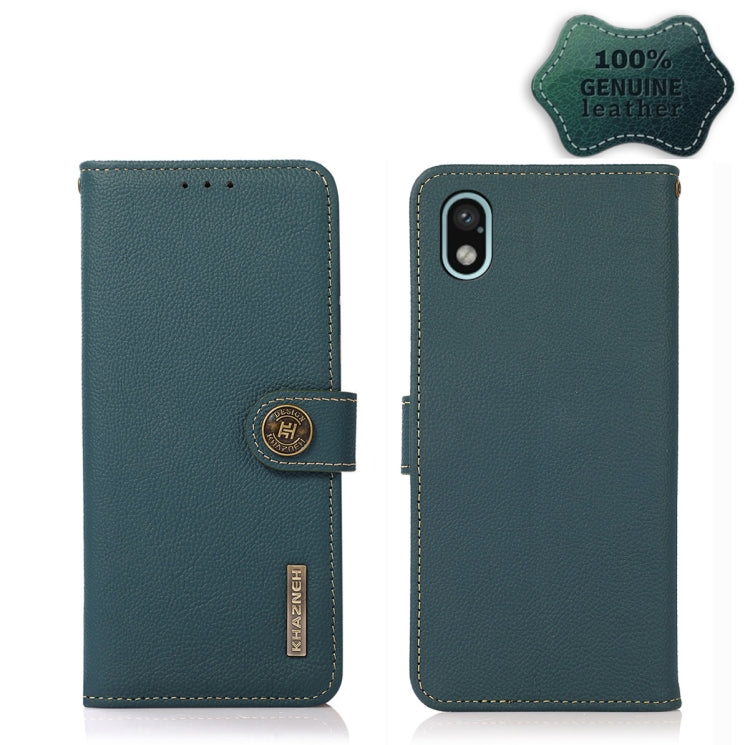 For Sony Xperia Ace III KHAZNEH Custer Genuine Leather RFID Phone Case(Green) Eurekaonline