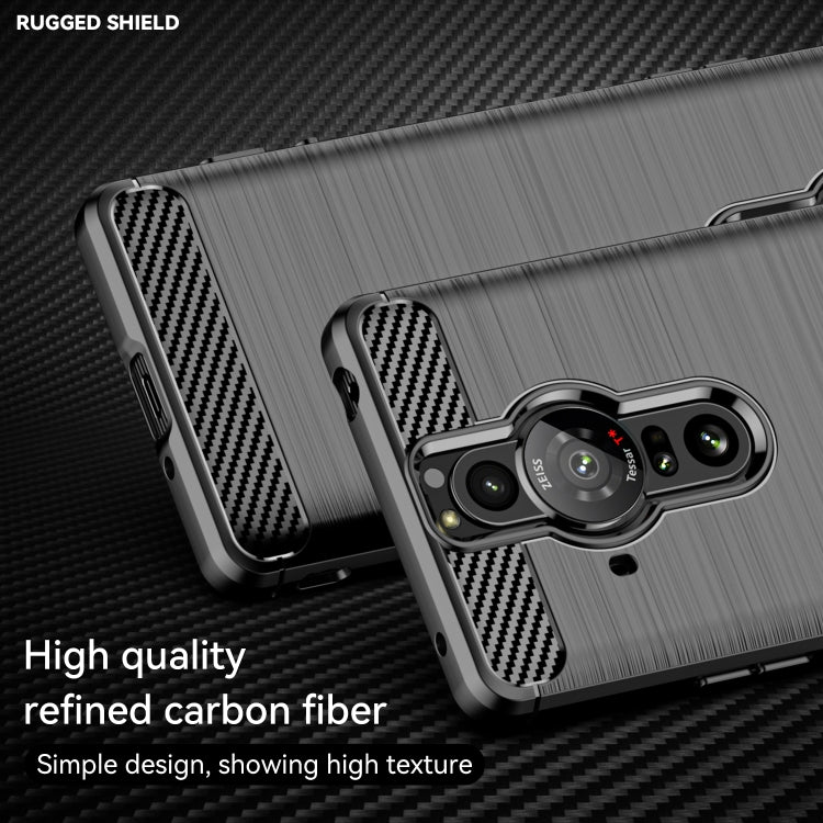 For Sony Xperia Pro-I Brushed Texture Carbon Fiber TPU Phone Case(Black) Eurekaonline