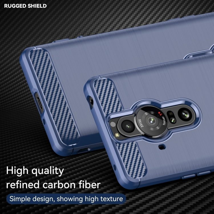 For Sony Xperia Pro-I Brushed Texture Carbon Fiber TPU Phone Case(Blue) Eurekaonline