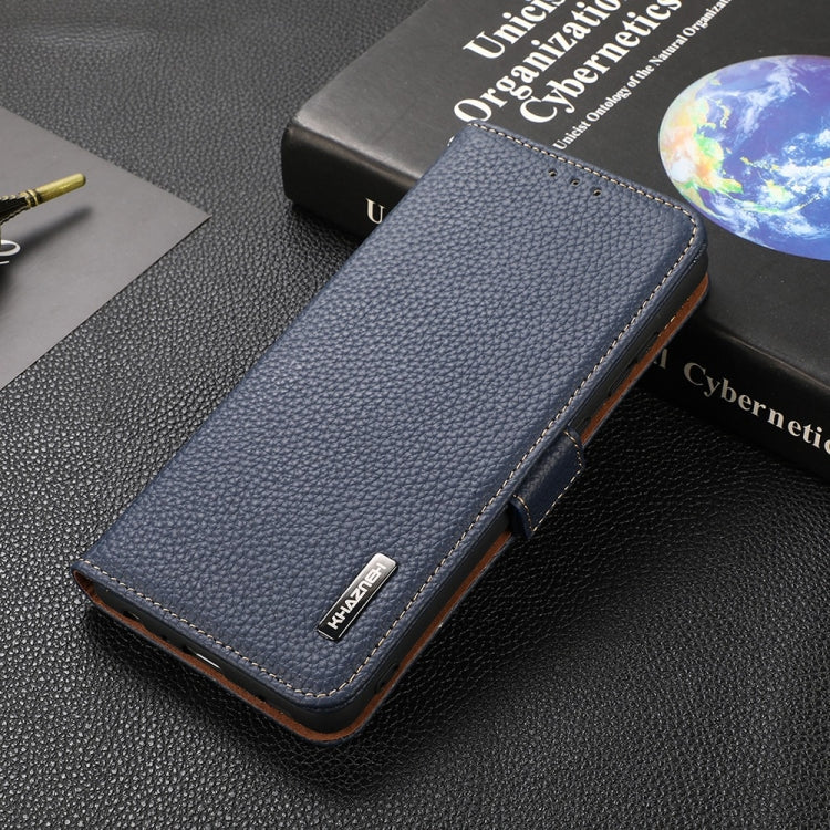 For Sony Xperia Pro-I KHAZNEH Side-Magnetic Litchi Genuine Leather RFID Case(Blue) Eurekaonline