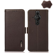 For Sony Xperia Pro-I KHAZNEH Side-Magnetic Litchi Genuine Leather RFID Case(Brown) Eurekaonline