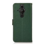 For Sony Xperia Pro-I KHAZNEH Side-Magnetic Litchi Genuine Leather RFID Case(Green) Eurekaonline