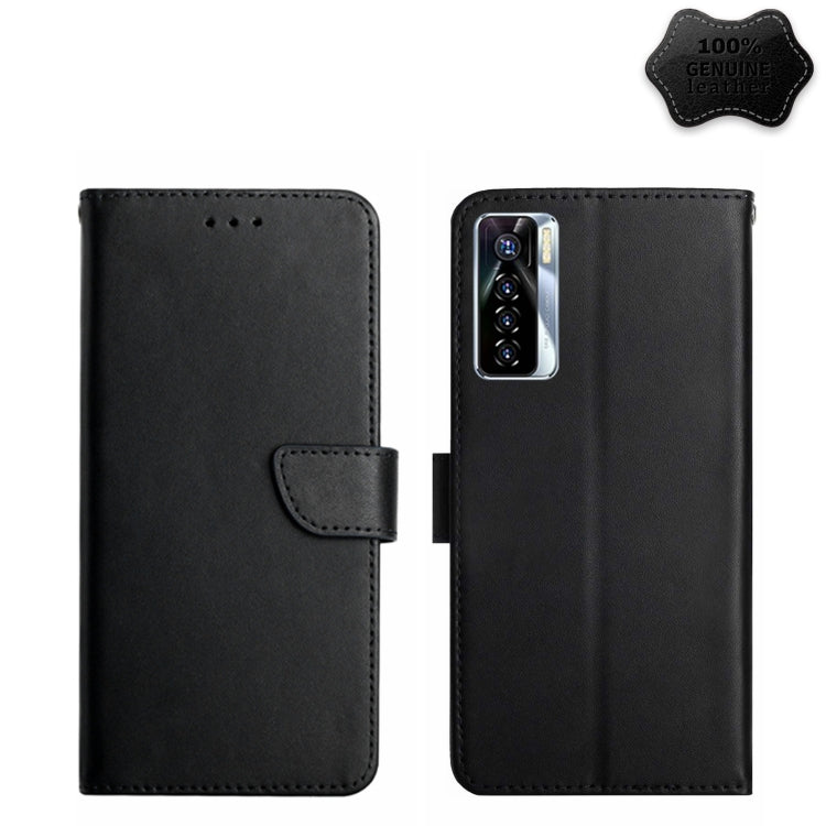 For Tecno Camon 17 Pro Genuine Leather Fingerprint-proof Horizontal Flip Phone Case(Black) Eurekaonline