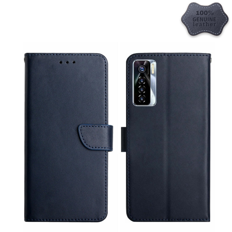 For Tecno Camon 17 Pro Genuine Leather Fingerprint-proof Horizontal Flip Phone Case(Blue) Eurekaonline