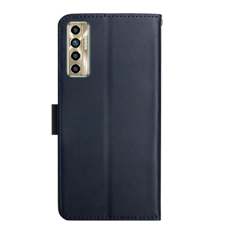 For Tecno Camon 17P Genuine Leather Fingerprint-proof Horizontal Flip Phone Case(Blue) Eurekaonline