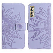 For Tecno Camon 17P Skin Feel Sun Flower Pattern Flip Leather Phone Case with Lanyard(Purple) Eurekaonline