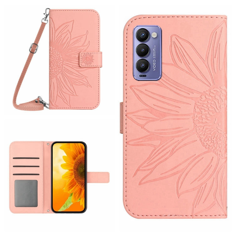  18 P Skin Feel Sun Flower Pattern Flip Leather Phone Case with Lanyard(Pink) Eurekaonline