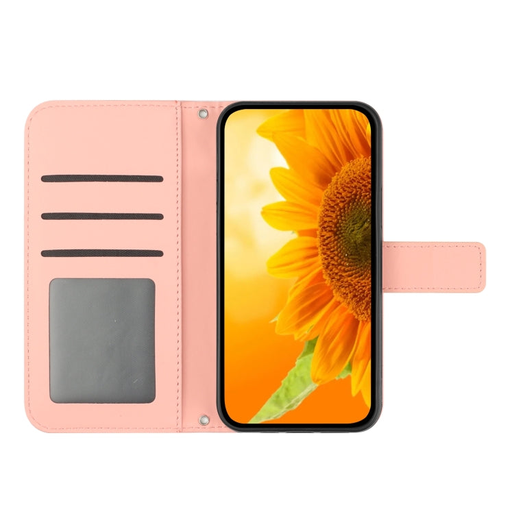 For Tecno Camon 18 / 18 P Skin Feel Sun Flower Pattern Flip Leather Phone Case with Lanyard(Pink) Eurekaonline